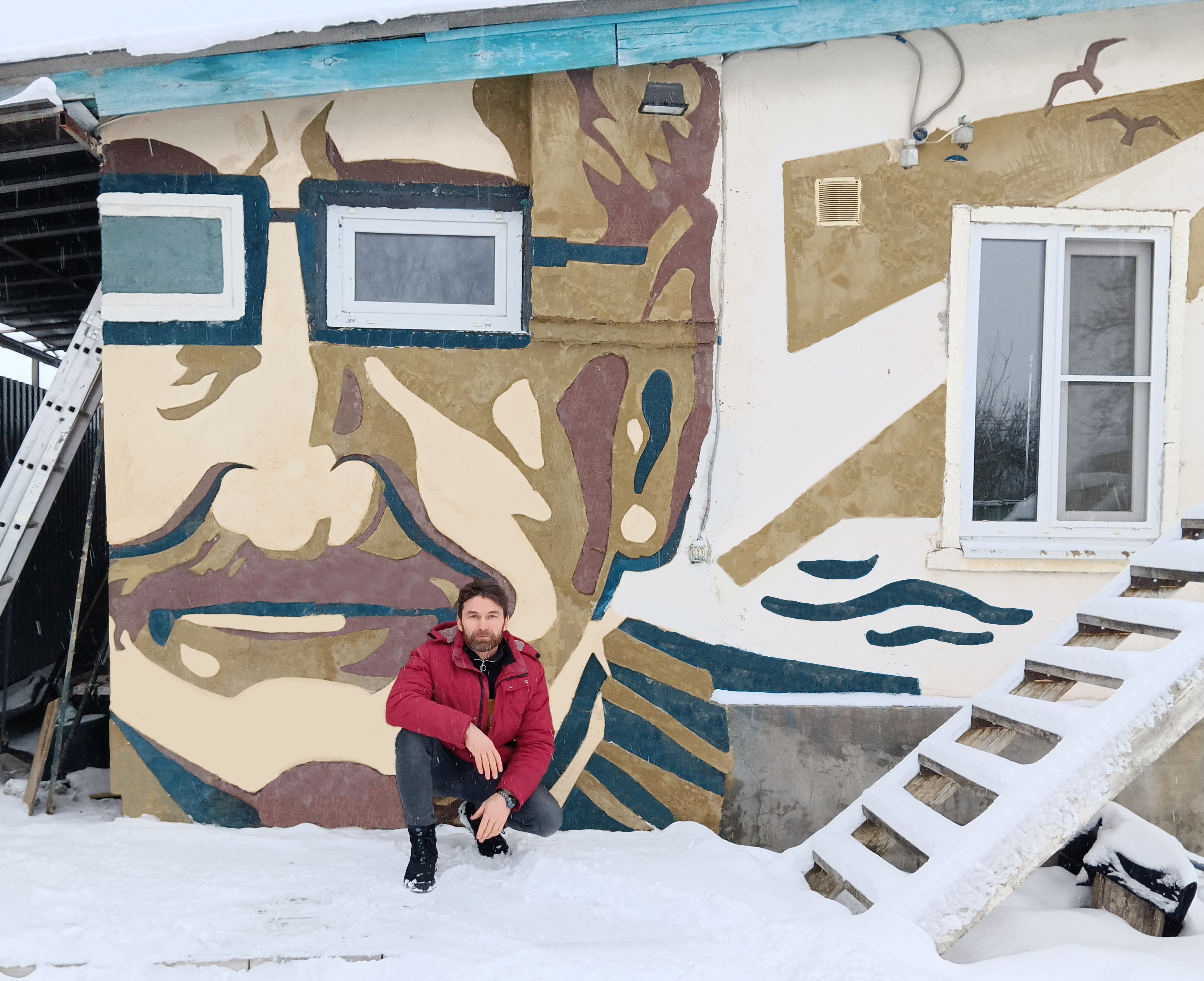 Сграффито состоящее из 4-х слоев